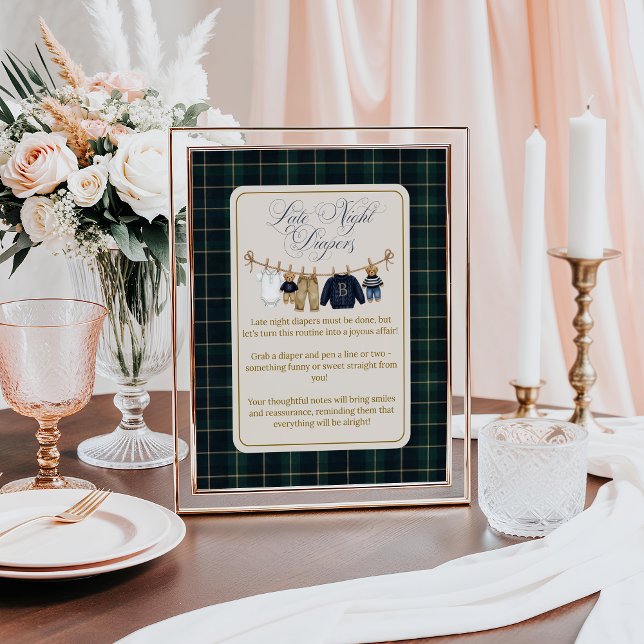 Poster Jogo de notas de fralda para baby shower com urso  (Criador carregado)