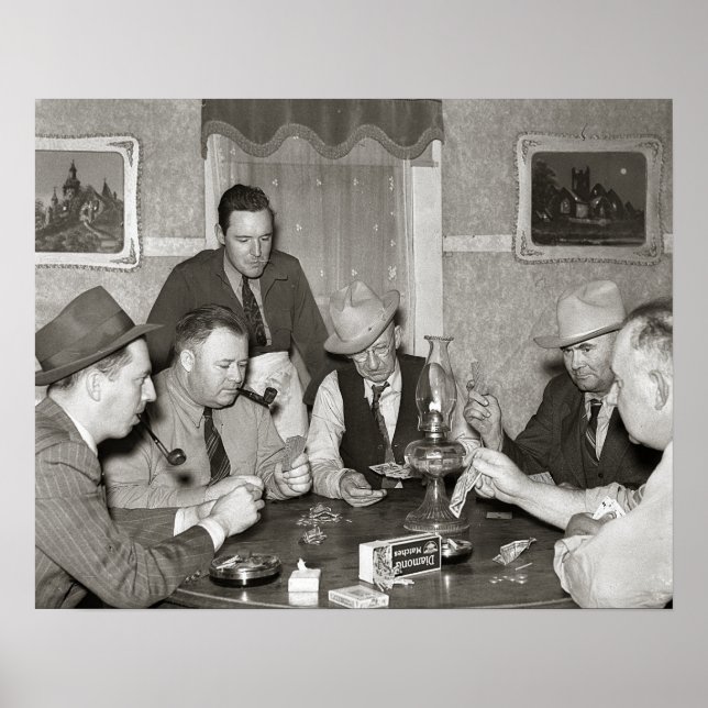 Póster Jogo de Pôquer, 1939. Foto Antiga (Frente)