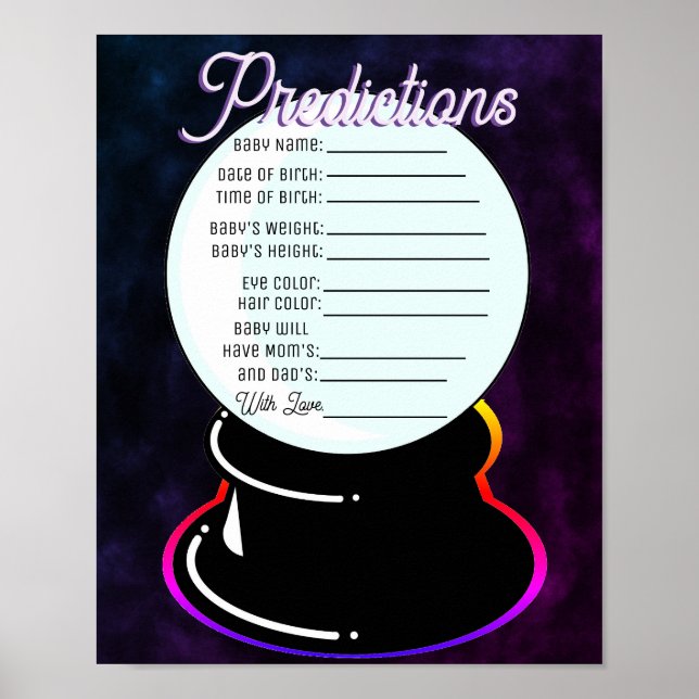 Poster Jogo de Predicações de Bebê de Bola Cristal (Frente)