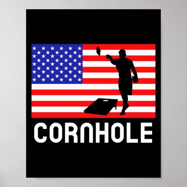 Poster Jogo de Tabuleiro Cornhole Homens Mulheres Bandeir (Frente)