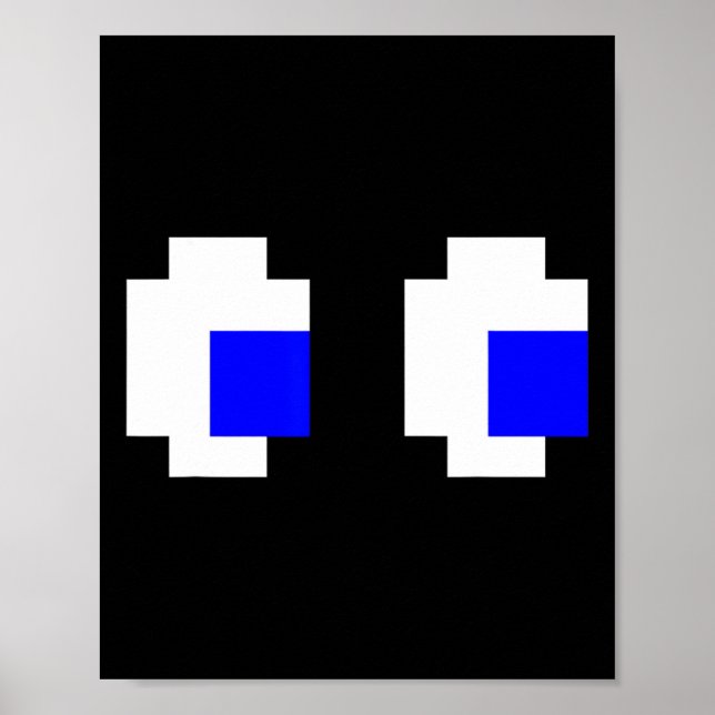Poster Jogo de Vídeo com Arcade de Pixel de Olhos Fantasm (Frente)