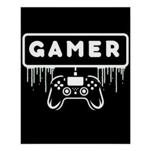 Póster jogo de vídeo com controlador de gamer retrô