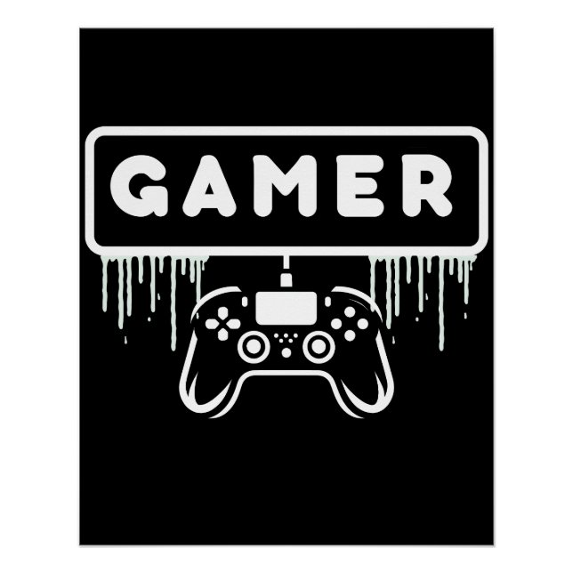 Póster jogo de vídeo com controlador de gamer retrô (Frente)