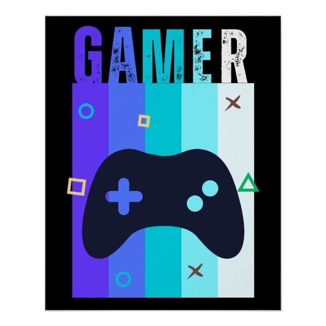 Póster jogo de vídeo com controlador de gamer retrô (Frente)