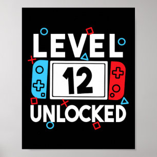 Poster Jogo de Vídeo de Aniversário do Nível 12 com 12 de