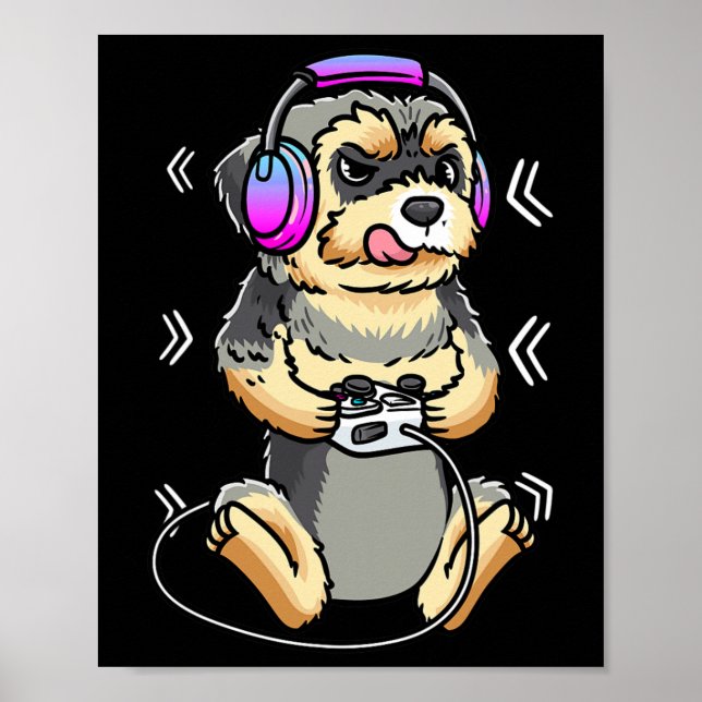 Poster Jogo de Vídeo de Cachorro Morkie Console de Jogos  (Frente)