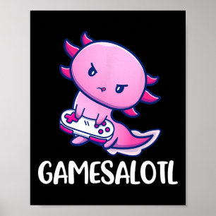 Poster Jogo de Vídeo de Jogada Axolotl Cute