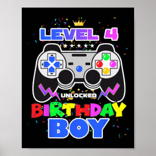 Poster Jogo de Vídeo Desbloqueado de Nível 4 4º Jogador d