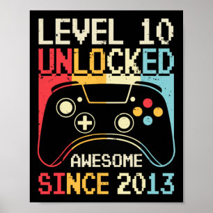 Poster Jogo de Vídeo Desbloqueado do Nível 10 10º Anivers