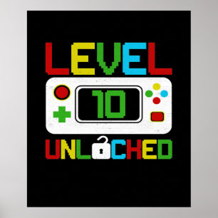 Poster Jogo de Vídeo Desbloqueado do Nível 10 - 10º Pr