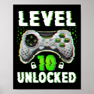Poster Jogo de vídeo desbloqueado do nível 10 com 10 anos