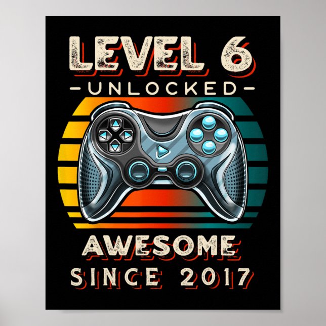 Poster Jogo de Vídeo Desbloqueado do Nível 6 - Aniversári (Frente)