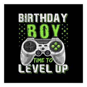 Póster Jogo de Vídeo do Birthday Boy Level Up