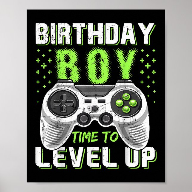 Poster Jogo de Vídeo do Birthday Boy Level Up (Frente)