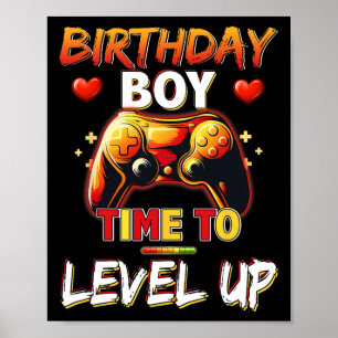 Poster Jogo de Vídeo do Birthday Boy Level Up