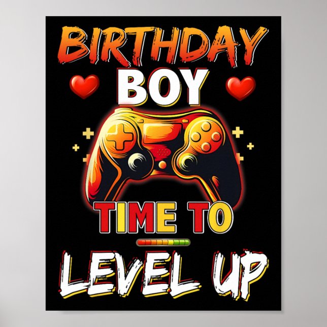Poster Jogo de Vídeo do Birthday Boy Level Up (Frente)