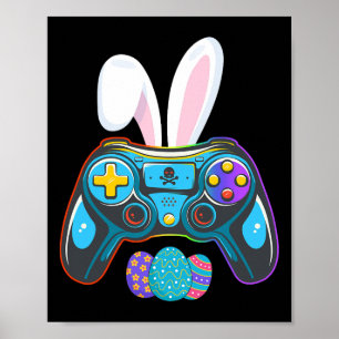 Poster Jogo de Vídeo Ovos Coelhinhos Páscoa Boinas