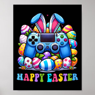 Poster Jogo de Vídeo Ovos Coelhinhos Páscoa Boinas