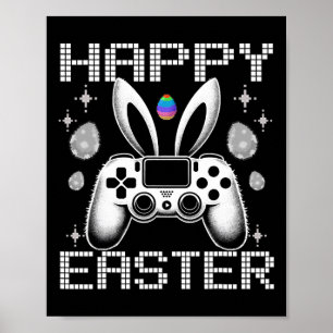 Poster Jogo de Vídeo Ovos Coelhinhos Páscoa Boinas