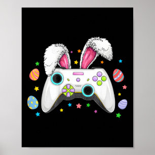 Poster Jogo de Vídeo Ovos Coelhinhos Páscoa Boinas