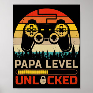 Poster Jogo de Vídeo Retro Vintage Gamer de Nível Papa De