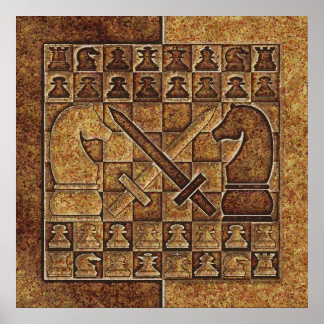 POSTER JOGO DE XADREZ EM PEDRA (Frente)