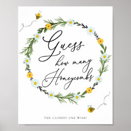 Poster Jogo do Chá de fraldas das abelhas Adivinha Quanto