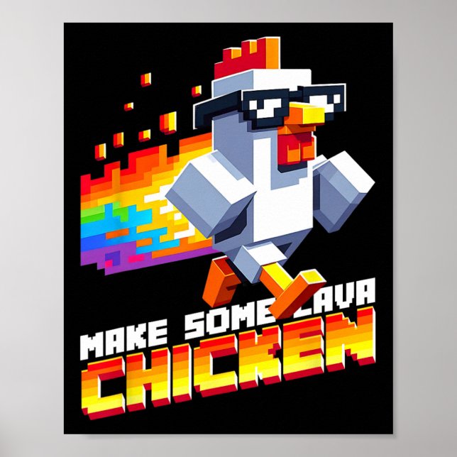 Poster Jogo Engraçado Humor Meme Faça Algum Frango Pixel  (Frente)