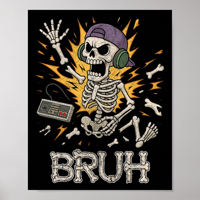Poster Jogo Engraçado Skeleton Jovens Jovens Jovens Jogos (Frente)