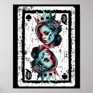 Poster Jogo Gótico Rainha dos Espadas do Dia das Bruxas