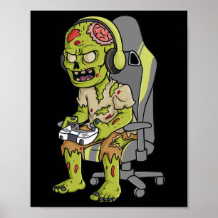 Poster Jogo Halloween Zombie Assustador Garotos Jovens Ad