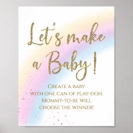 Poster Jogo para Chá de Bebê Pastel Rainbow Vamos Fazer u