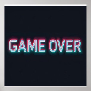 Poster Jogo sobre Sinal de Neon Design de Arcade Retorn