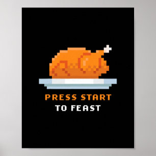Poster Jogo Turquia Pixelado de Arcade Retrô – Pressione 