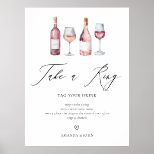 Poster Jogos de Chá de panela de vinho com aquarela