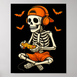 Poster Jogos de game em esqueleto do Halloween Engraçado