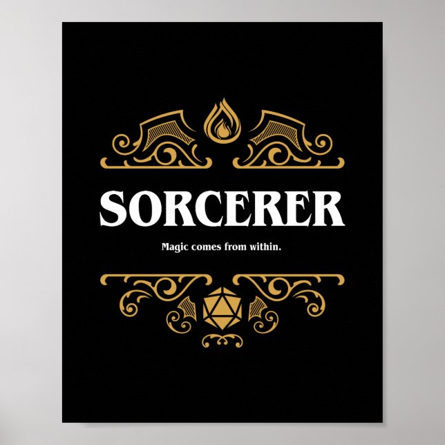 Poster Jogos de RPG Tabletop Classe do Sorcerer (Frente)