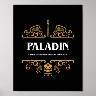 Poster Jogos de RPG Tabletop Classe Paladino