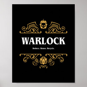 Poster Jogos de RPG Tabletop de Classe Warlock