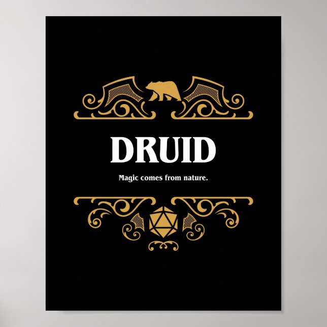 Poster Jogos de Tabletop RPG de Classe Druid (Frente)