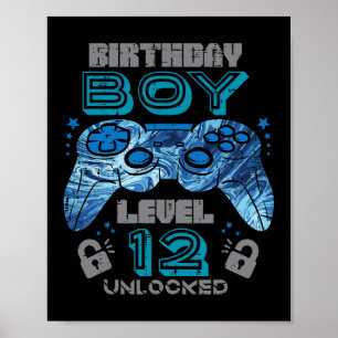 Poster Jogos de vídeo desbloqueados do nível 12 Birthday 