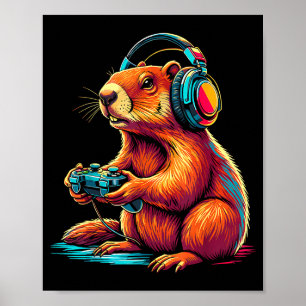 Poster Jogos de Vídeo Engraçados do Dia da Marmota Marmot