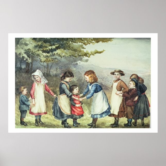 Póster Jogos infantis, c.1880 (c/c no papel) (Frente)