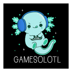 Póster Jogos Kawaii Axolote Axolote Jogador