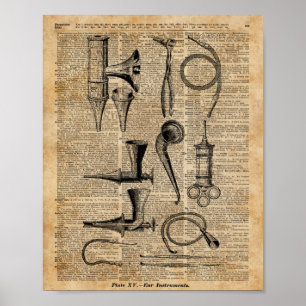 Póster Jogos médicos do vintage, arte do dicionário,