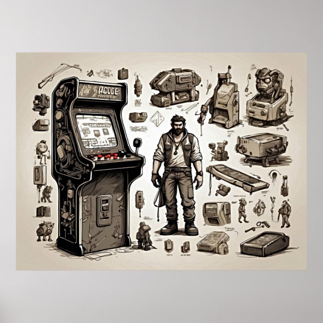 Poster Jogos Retro Clássicos de Arcade (Frente)