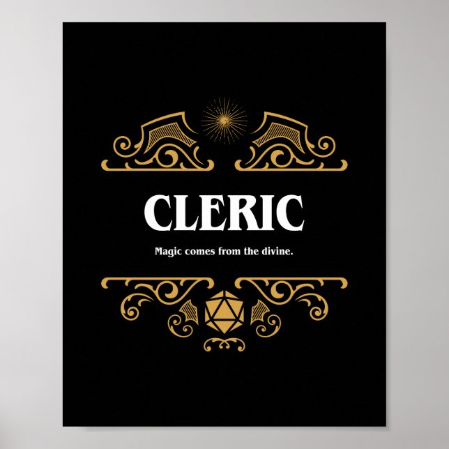 Poster Jogos Tabletop RPG de classe Clerical (Frente)