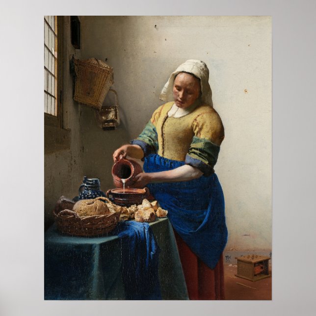 Póster Johannes Vermeer, A Milkmaid (Frente)