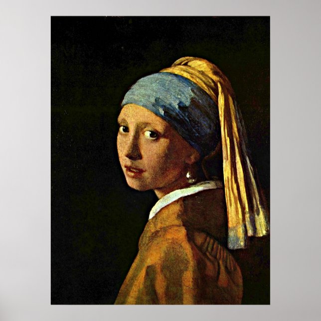 Poster Johannes Vermeer art - Rapariga com um brinco de p (Frente)