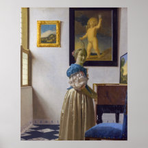 Johannes Vermeer - Dama de pé em uma Virgínia